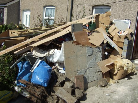 Household renovation project with a skip on site